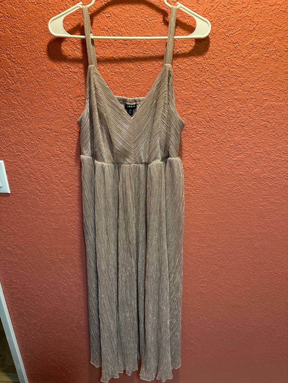 Torrid Tea Length Sleeveless Rose Gold Dress